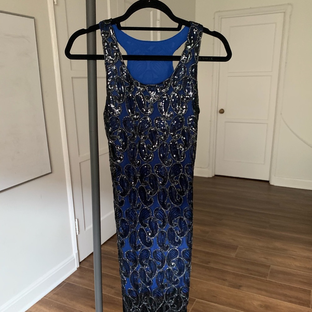 Blue Sequined 1920s Gatsby Flapper Dress